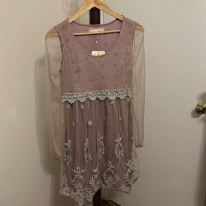 ModCloth cottagecore mauve lacey dress